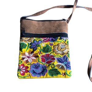 Embroidered small boho hippo mini handbag